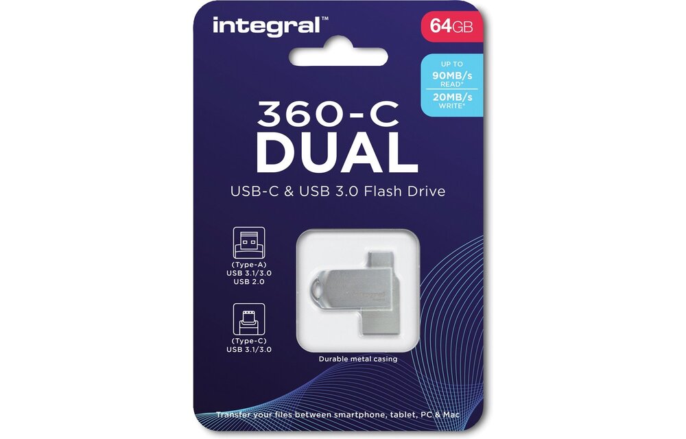 Integral 360-C Dual USB-C & USB 3.0 64GB - USB-stick