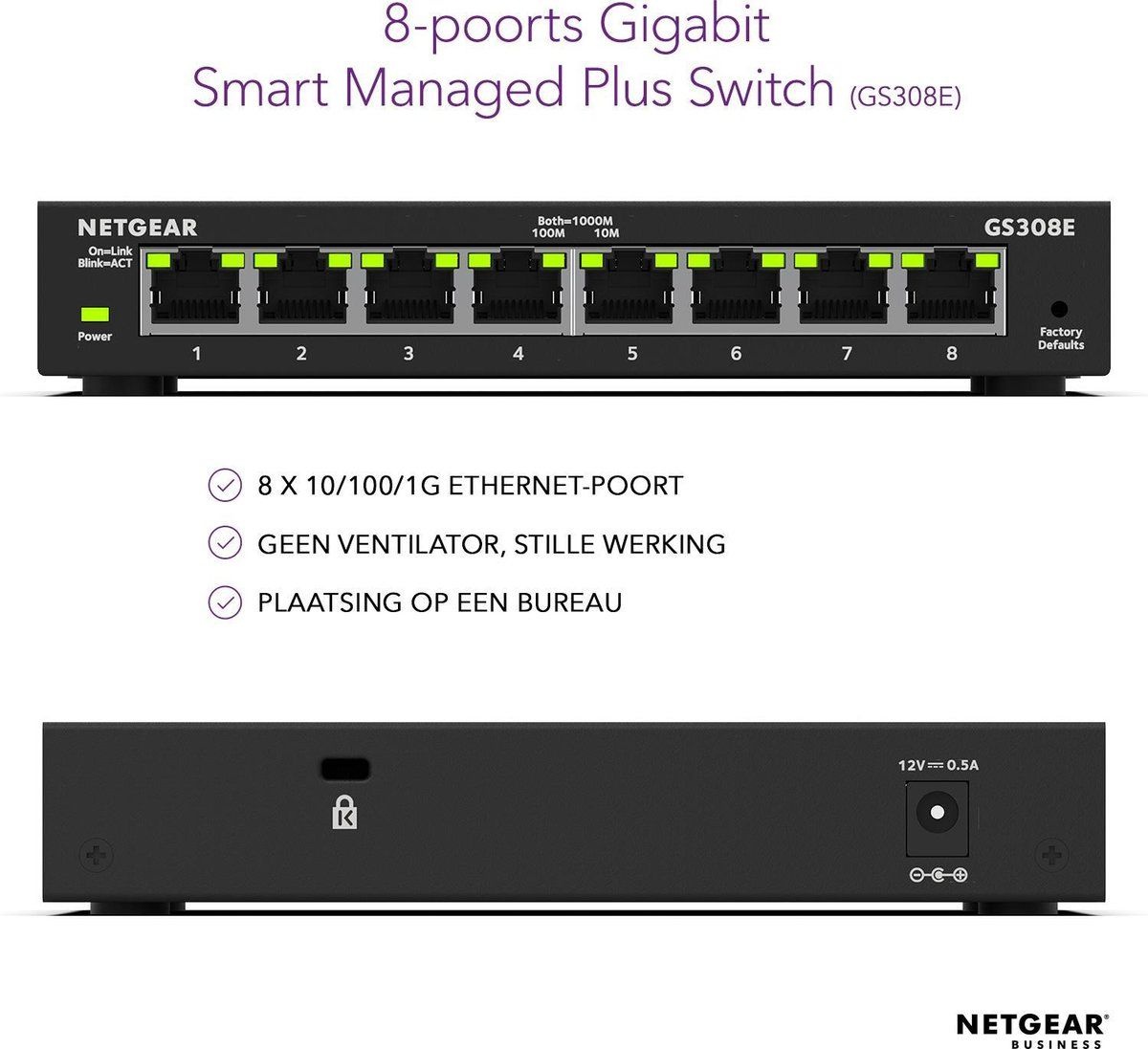 Netgear GS308E-100PES - Netwerk switch