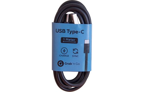 Grab 'n Go USB-A naar USB-C Kabel 1 Meter Zwart