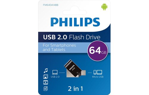Philips FM64DA148B USB 2.0 64GB 2-in-1 - USB-stick