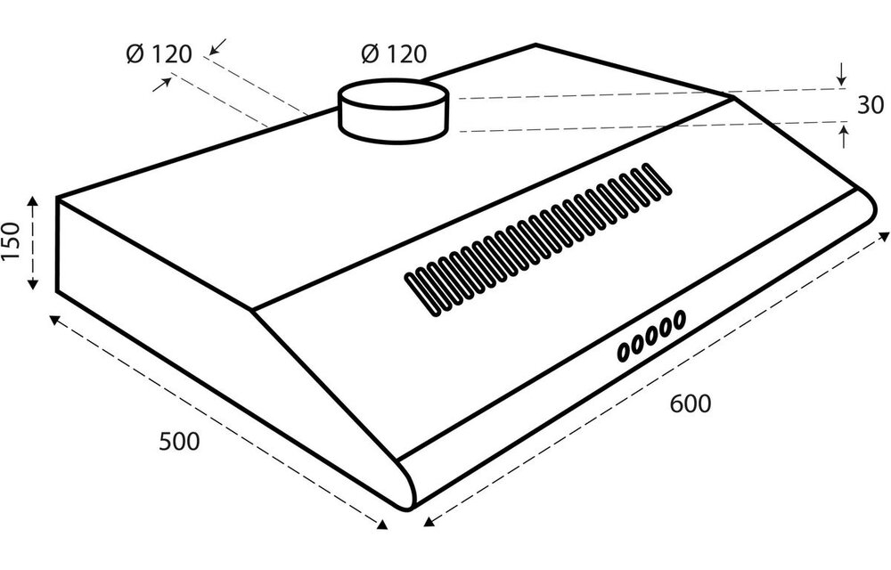Inventum AKO6012WIT - Onderbouw afzuigkap