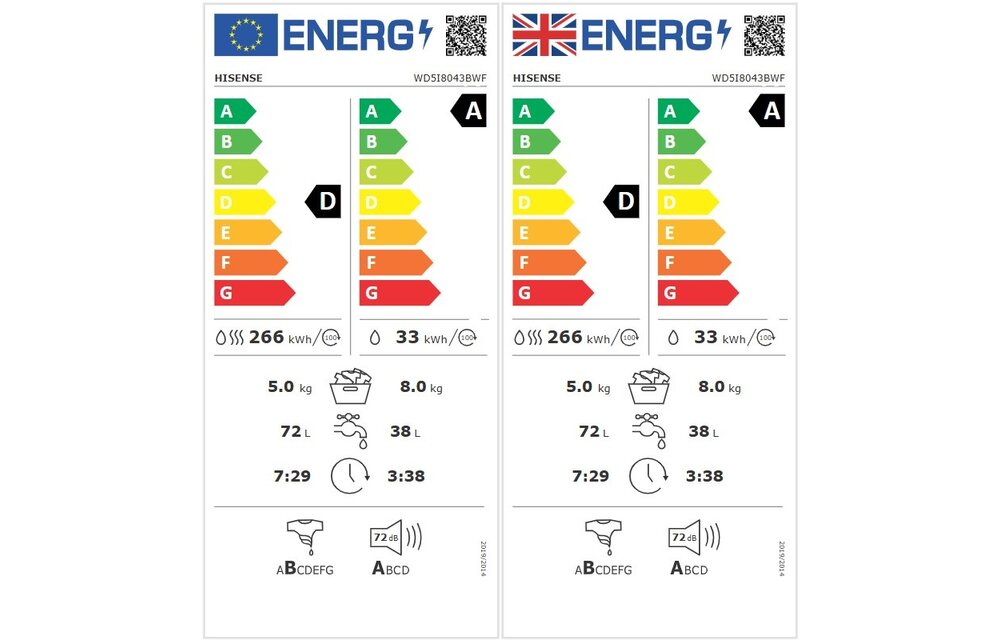 Hisense WD5I8043BWF - Was-droogcombinatie