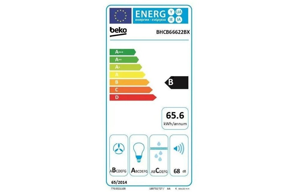 Beko BHCB66622BX - Wandschouw afzuigkap