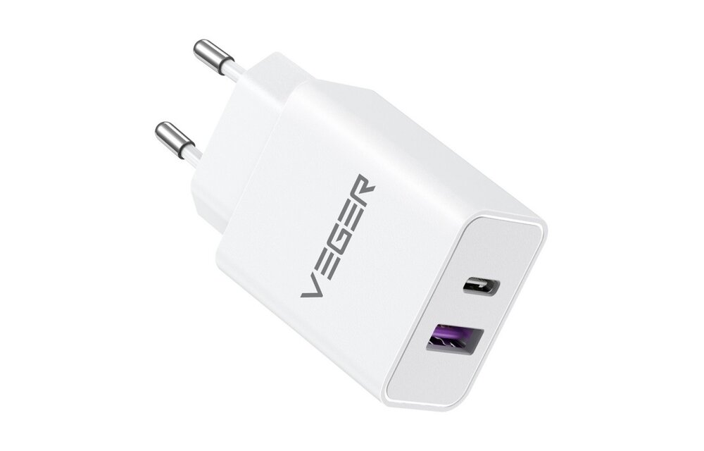 Veger Fast Charger 65W USB-C & USB-A Wit