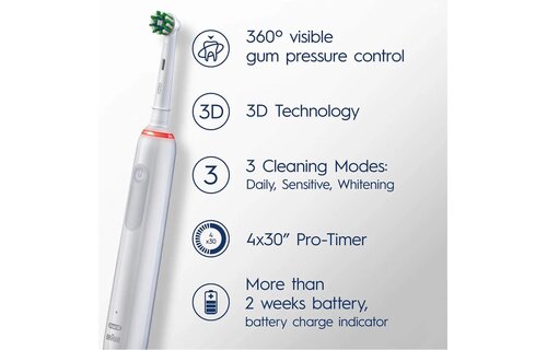 Oral-B Pro 3 3300 Sensitive Clean Wit - Elektrische tandenborstel