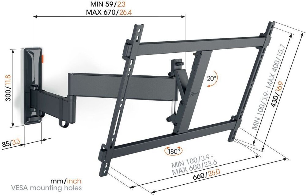 Vogel's TVM 3645 Muurbeugel (40-77 inch) - TV muurbeugel