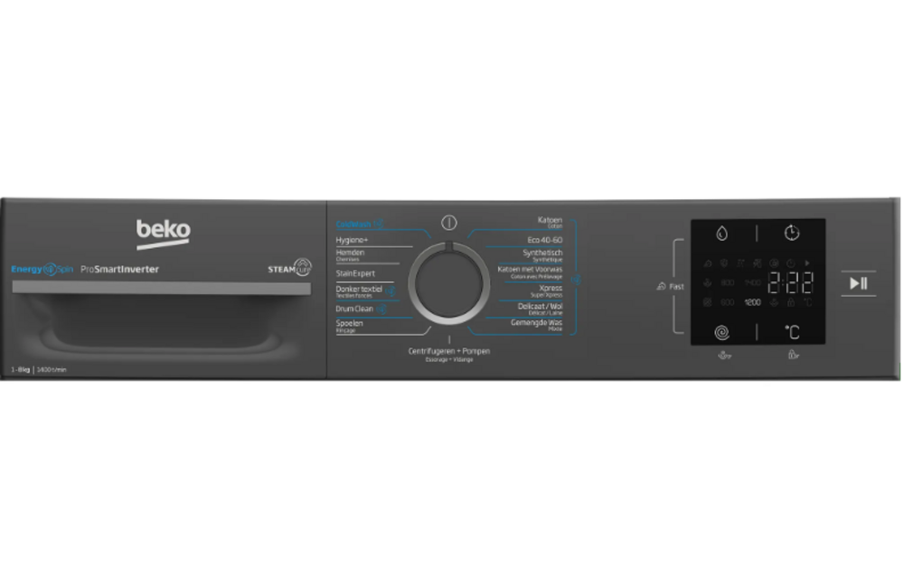 Beko BM3WFT3841A EnergySpin Antraciet - Wasmachine