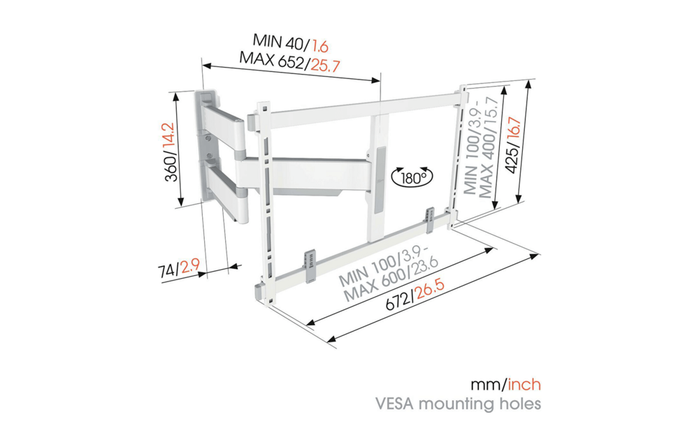 Vogel's TVM 5645 40 -77 inch Wit Draaibare tv-beugel - TV muurbeugel