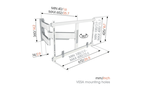 Vogel's TVM 5645 40 -77 inch Wit Draaibare tv-beugel - TV muurbeugel
