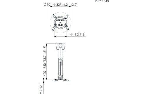 Vogel's PPC 1540 projector plafondbeugel Zilver - Muurbeugel