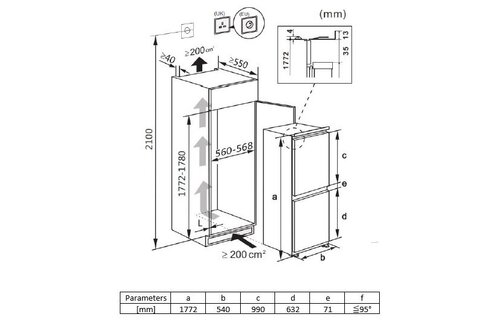 Frilec BERLIN278-NF-011E - Inbouw koel-vriescombinatie