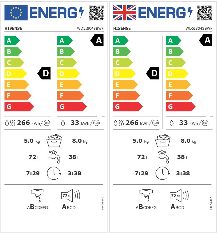 Hisense WD5I8043BWF - Was-droogcombinatie
