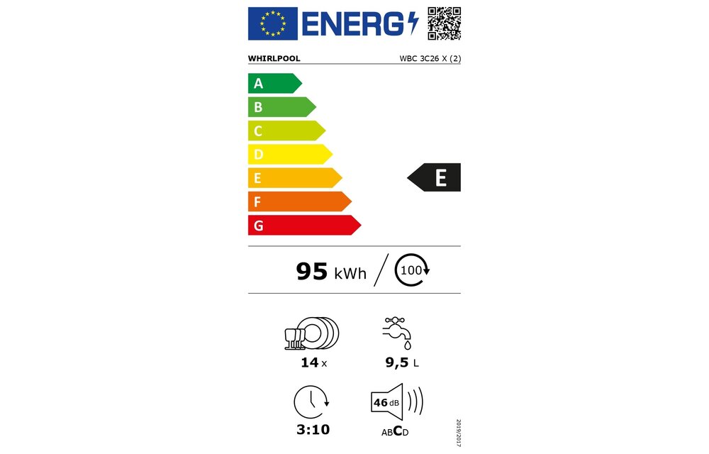 Whirlpool WBC 3C26 X - Inbouw vaatwasser