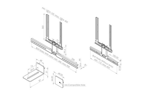 Cavus CFUNIB Frame voor soundbar universeel Zwart