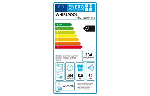 Whirlpool FFT M11 8X2BS BE R - Warmtepompdroger