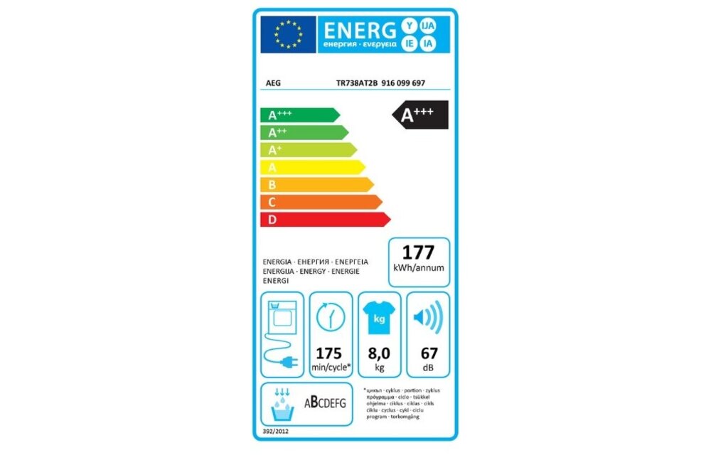 AEG TR738AT2B 7000 Serie SensiDry - Warmtepompdroger