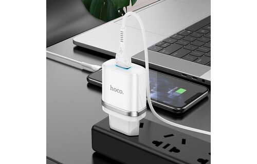 Hoco N1 Oplader met Lightning kabel 1 meter Wit