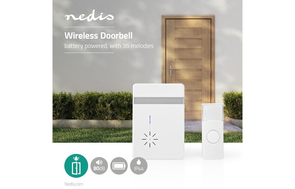 Nedis Draadloze deurbelset Batterij - Deurbel