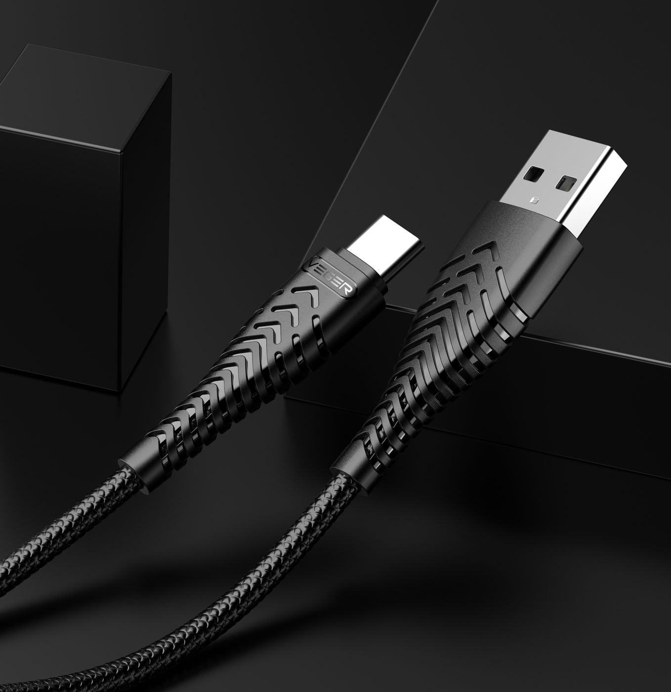 Veger V104 USB-A naar USB-C kabel 1.2m Nylon