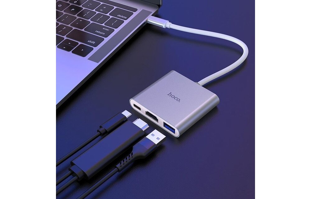 Hoco HB14 3in1 hub voor HDMI USB 3.0 USB-C - USB-hub
