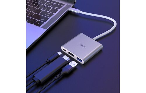 Hoco HB14 3in1 hub voor HDMI USB 3.0 USB-C - USB-hub