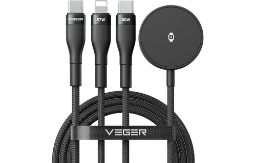 Veger V730 3 in 1 kabel met Magsafe 1.5m Braided 92 Watt