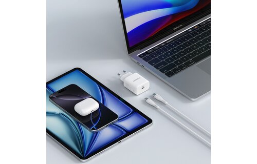 Veger snellader 45 Watt + USB-C Kabel 1,5m Nylon Wit