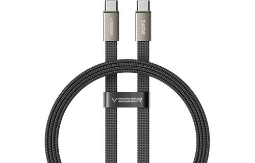 Veger CC2 USB-C naar USB-C kabel 1.5m Braided Flat 240 Watt