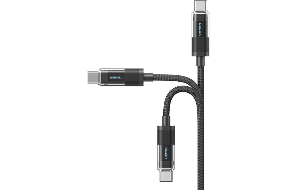 Veger CC16 USB-C naar USB-C kabel 1.5m Braided Aluminium 100 Watt met display