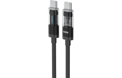 Veger CC16 USB-C naar USB-C kabel 1.5m Braided Aluminium 100 Watt met display
