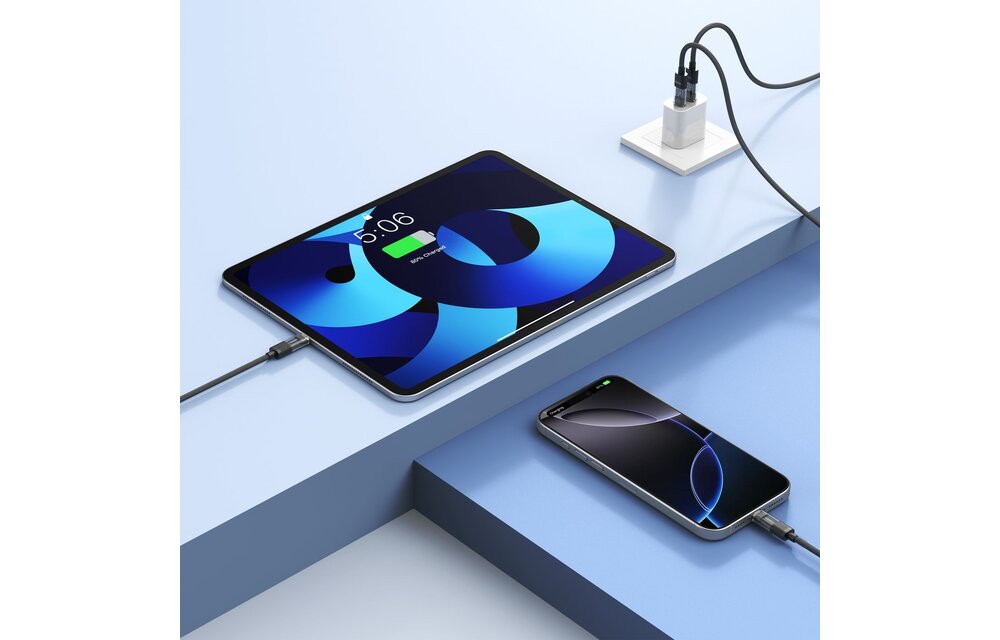 Veger CC16 USB-C naar USB-C kabel 1.5m Braided Aluminium 100 Watt met display