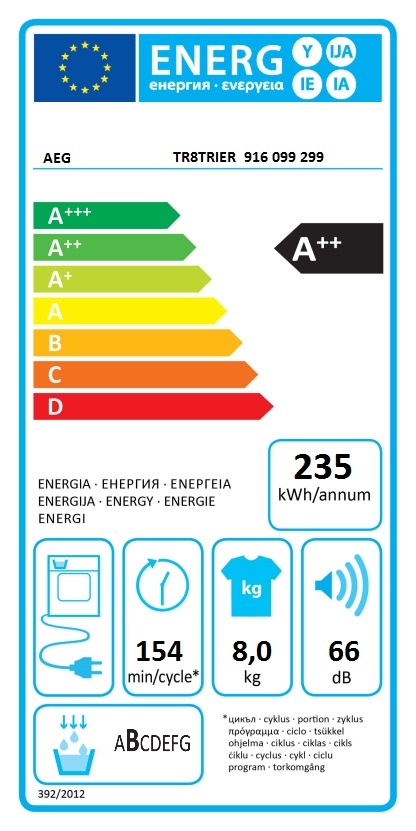 AEG TR8TRIER 8000 Serie AbsoluteCare - Warmtepompdroger