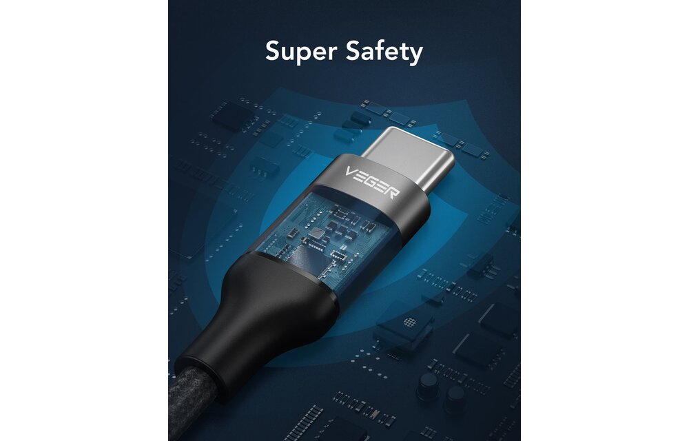 Veger CC02 USB-C naar USB-C kabel 1.5m Braided Nylon
