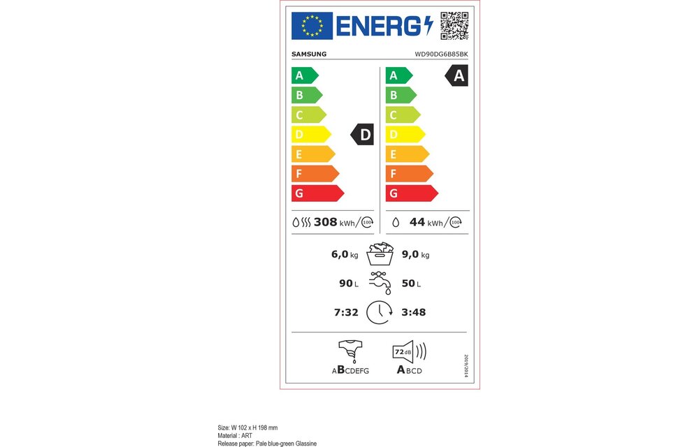 Samsung WD90DG6B85BKU3 AI Wash - Wasmachine
