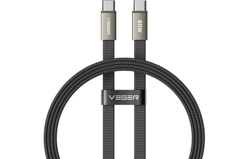 Veger CC06 USB-C naar USB-C kabel 1.2m Braided Flat 60 Watt