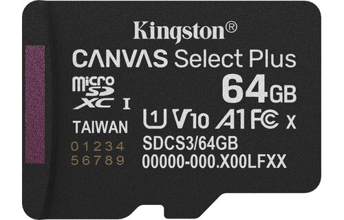 Kingston Canvas Select Plus Gen. 3 microSDXC 64GB - Micro SD kaart