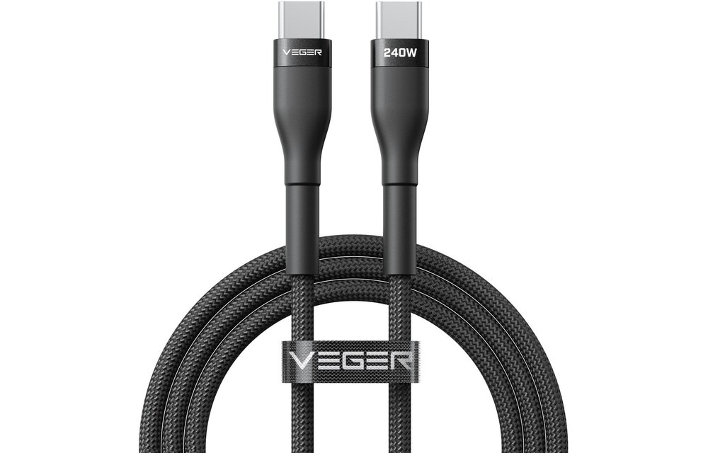 Veger CC03 USB-C naar USB-C kabel 1.5m Braided Aluminium 240 Watt