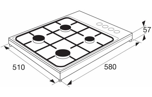ETNA KGV158WIT - Gaskookplaat