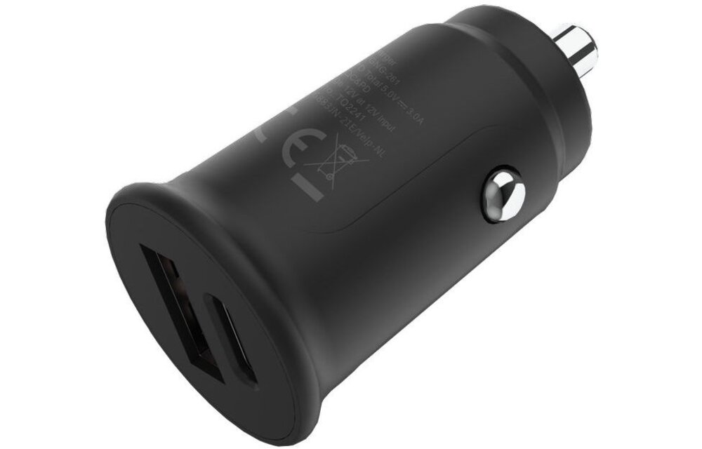 Grab 'n Go 30W USB C + USB A Autolader zwart
