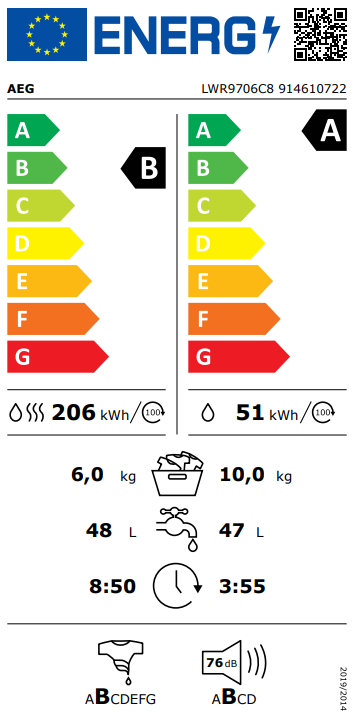 AEG LWR9706C8 - Was-droogcombinatie
