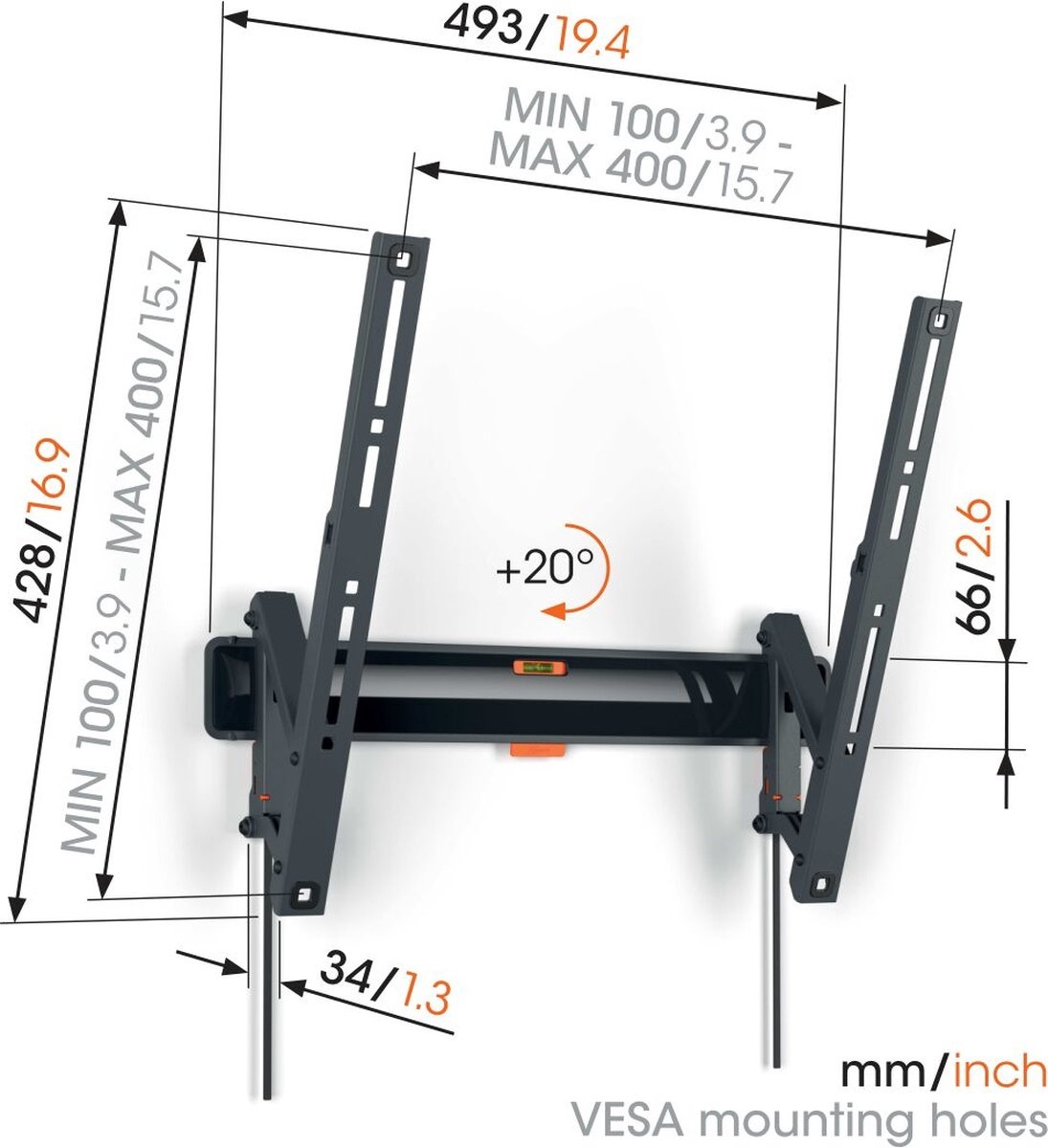 Vogel's TVM 3415 Muurbeugel (32-65 inch) - TV muurbeugel