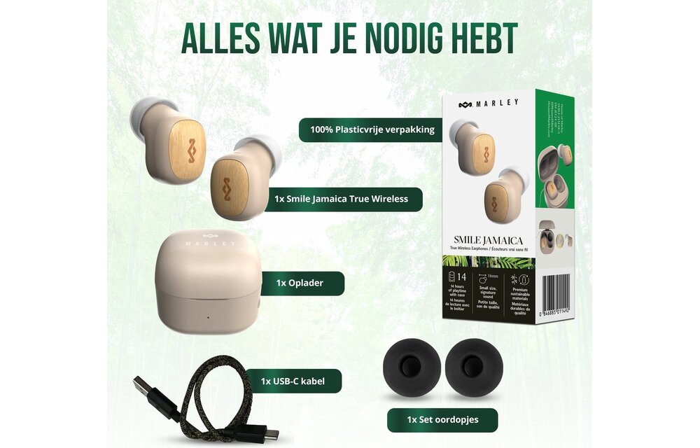 House of Marley Smile Jamaica Mini True Wireless Cream - Draadloze oordopjes