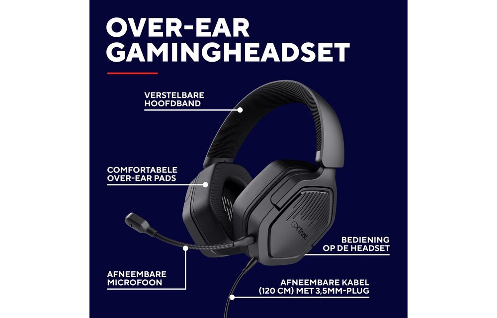 Trust GXT492 Carus Zwart - Gaming headset
