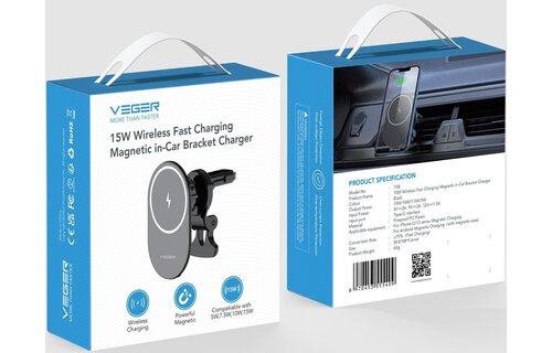 Veger Y38 15W Draadloze snellader + magnetische telefoonhouder