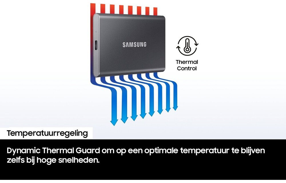 Samsung T7 Portable SSD 1TB Grijs - Externe schijf