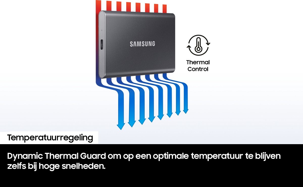 Samsung T7 Portable SSD 1TB Grijs - Externe schijf