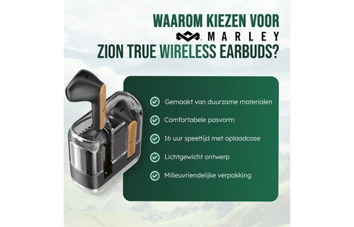House of Marley Zion True Wireless Black - Draadloze oordopjes