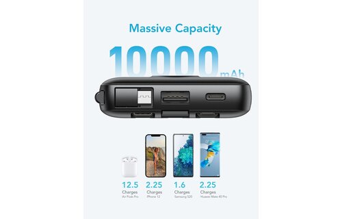 Veger C10 W1147 10.000 mAh Zwart - Powerbank