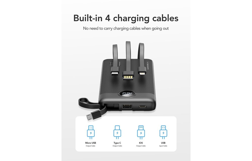 Veger C10 W1147 10.000 mAh Zwart - Powerbank