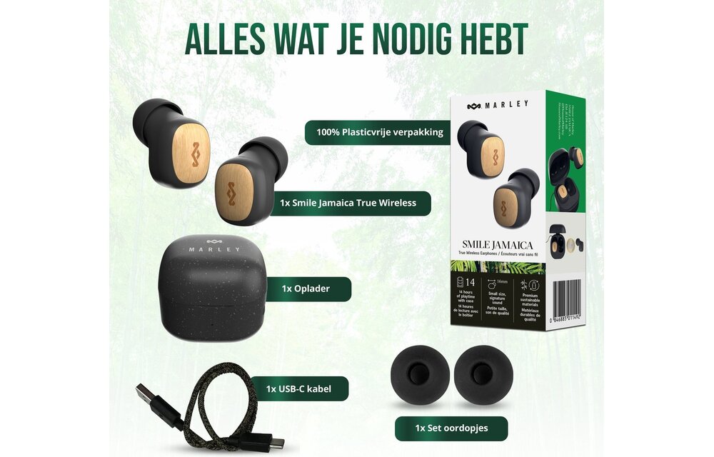 House of Marley Smile Jamaica Mini True Wireless Signature Black - Draadloze oordopjes